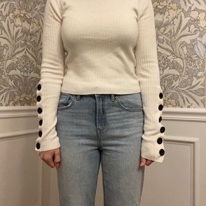 Zara Knit cream cropped sweater with buttons size small